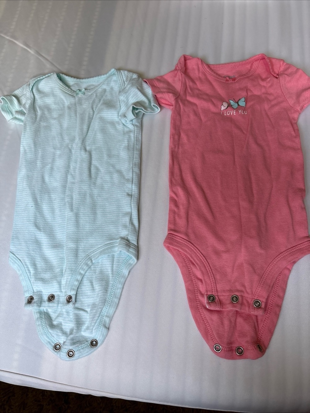 Carter’s 2-pack Bodysuits, Pink And Green Stripe, Size 9 Mo